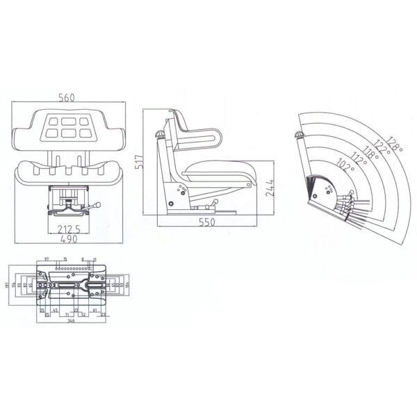 Siège de tracteur / siège de tracteur avec supports latéraux